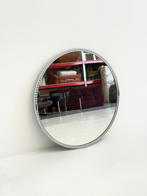 Image 1 of Vintage ronde spiegel met minimalistisch buisframe