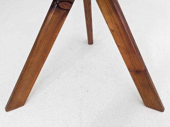 Image 1 of Sculptural Pine Lounge Chair with Table in the Style of Pierre Chapo, France, 1970s