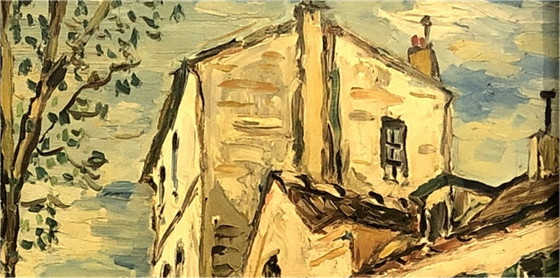 Image 1 of Oil on canvas – Montmartre, Place du Tertre, Paris. Original signed work – School of Paris – 20th century French art