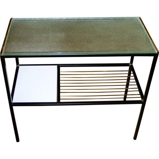 Table d'appoint vintage en acier et laiton 1950
