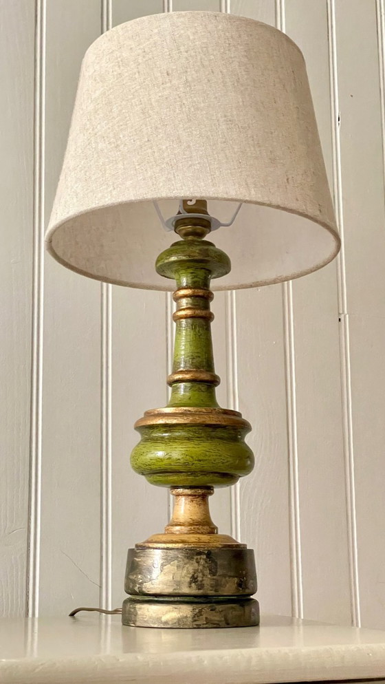 Image 1 of Vintage lamp van gedraaid hout