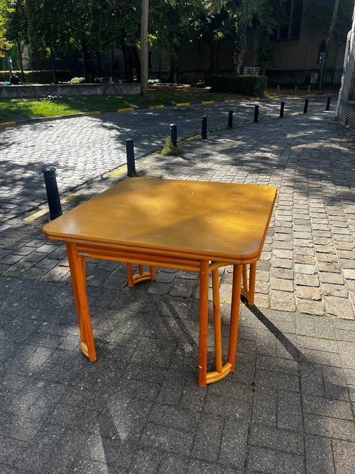 Roberti Rattan Bambus Holztisch, Vintage 1960er