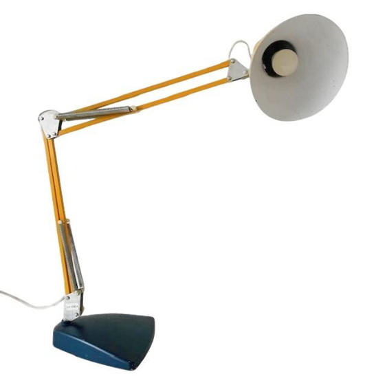 Image 1 of Lampada a forbice d'epoca giallo ocra con supporto anni '60