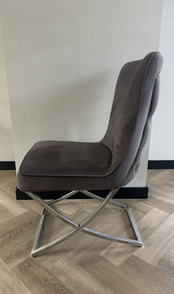 Table de salle à manger de style Erick Kuster avec 4 chaises de salle à manger en velours – Eric Kuster (photo 5 of 5)