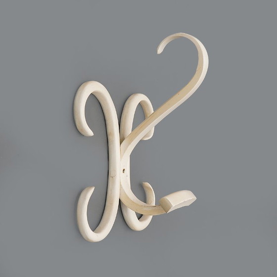 Image 1 of White curved wood coat hook, 1960s