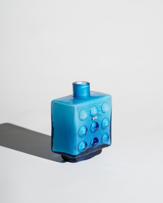 Image 1 of Friedrich Kristall “Bubble” Pop Art Vase – Blue Cased Glass, Germany, 1970s