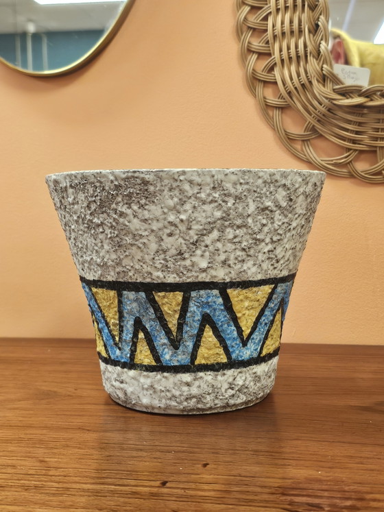 Vintage Uebelack Ceramic Flowerpot - Fat Lava Zigzag – Vases (photo 3 of 9)