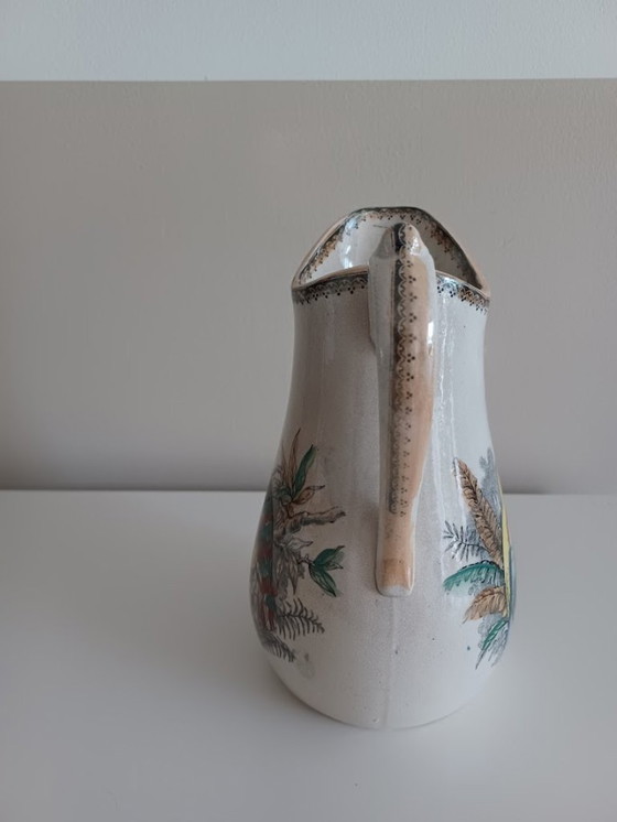 Image 1 of Vintage ceramic jug with hand-painted bird decoration - Southern European