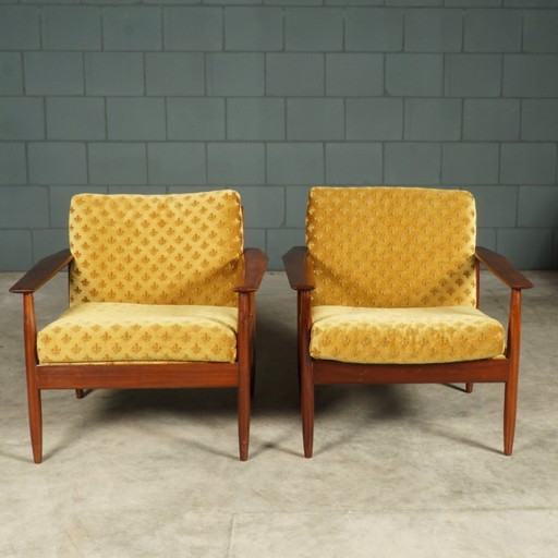 Set vintage fauteuils – teakhout – jaren 60/70