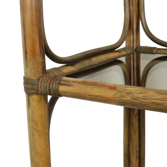 Image 1 of Vintage Boho Shelving Unit, Bamboo and Smoked Glass