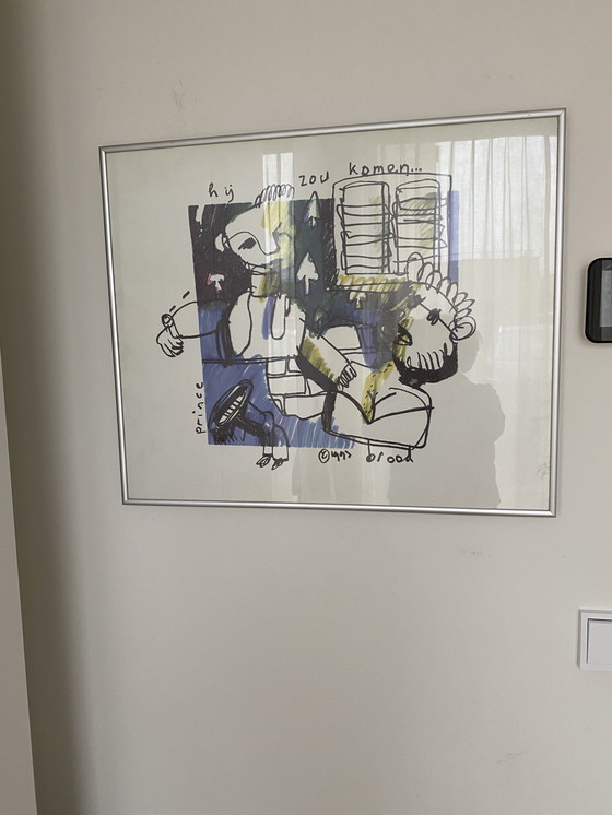 Image 1 of Herman Brood ondertekend, 1993 Prince avec verre léger