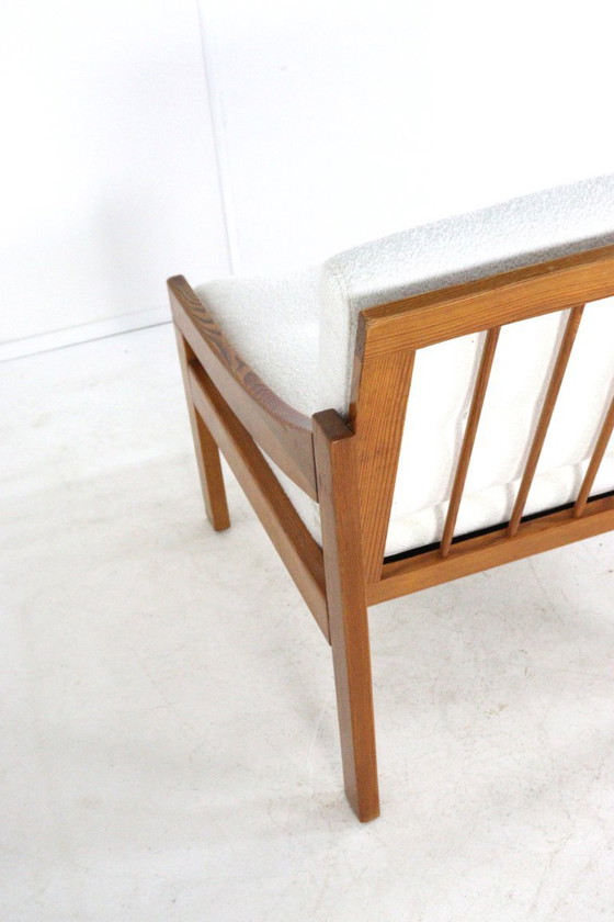 Image 1 of Ensemble de 2 fauteuils vintage en pin/hêtre « Gassel », récemment retapissés.