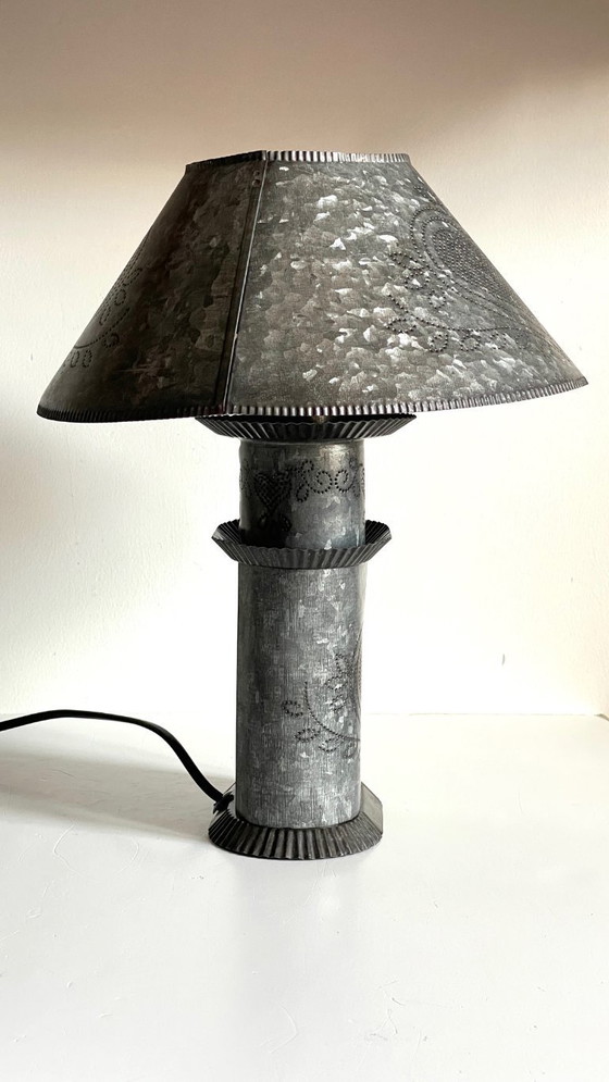 Image 1 of Vintage Zinc Heart Lamp