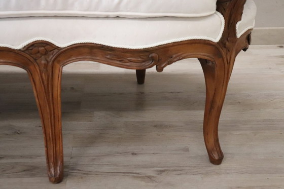 Image 1 of Canapé ancien en noyer, Italie, fin du XIXe siècle