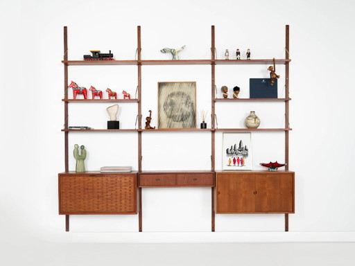 Teakhouten wandrek, Deens design, jaren 60, ontwerper: Poul Cadovius