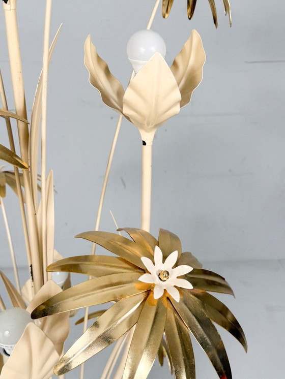 Image 1 of Lámpara de pie floral, estilo Hollywood Regency, años 70