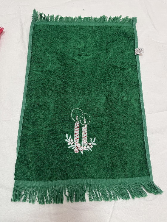 Image 1 of 2x asciugamani per ospiti Vintage Cannon Natale (prodotti negli USA)