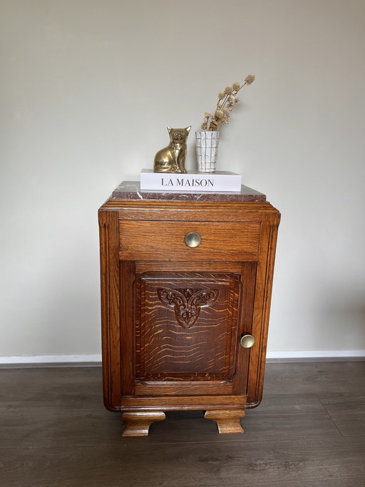 Table de chevet vintage avec plateau en marbre