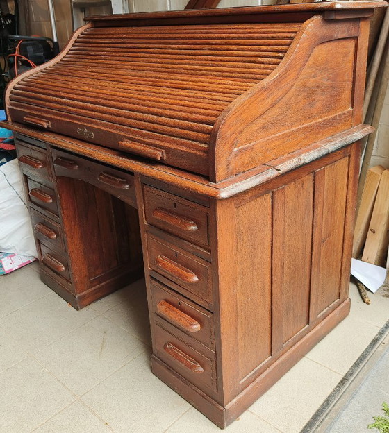 Image 1 of Vintage Amerikaans Bureau met rolluik