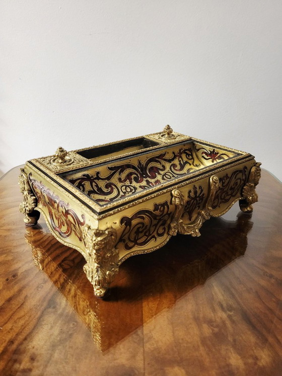 Franse Napoleon III Boulle Marquetry Inktstel (Encrier) – Ca. 1860–1880 – Decoratieve objecten, Copper (photo 10 of 10)