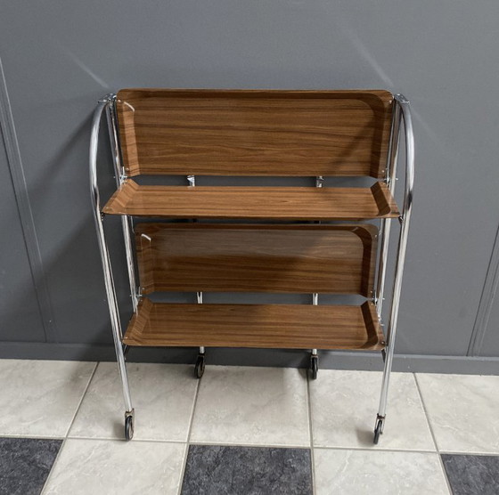 Foldable Serving Trolley by Bremshey & Co 1970s – Bar carts, Metal, lamine (photo 10 of 11)