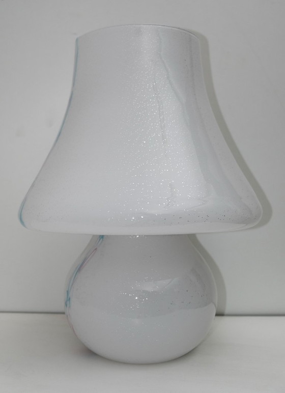 Image 1 of Venini Stil Moderne italienische Muranoglas Pilz Tischlampe, 1980er Jahre
