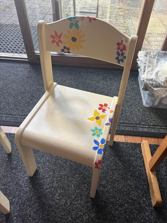 Image 1 of Painted Wooden Chairs or Side Table