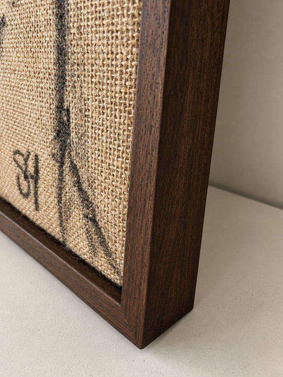 Handmade artwork on jute with walnut-colored frame – Paintings & Drawings, Other (photo 5 of 5)