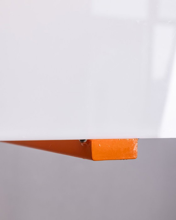 Vintage Space Age Italian Orange Metal and Acrylic Glass Floor Lamp, 1970s – Floor lights (photo 8 of 14)