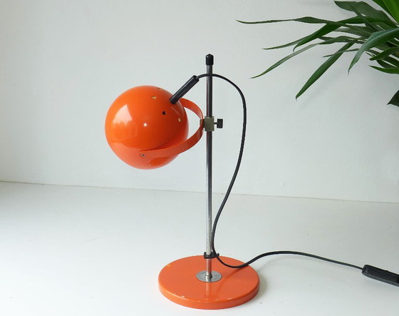 Image 1 of Space Age Table Lamp 60s 70s Eyeball Lamp Orange Vintage Retro