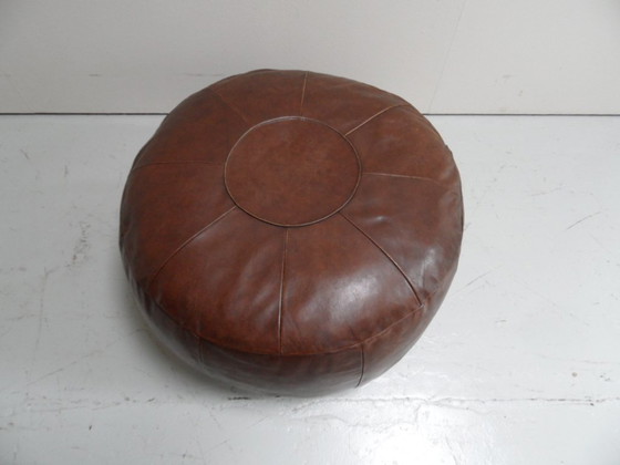 Pouf en cuir vintage, Objets déco, Daim, Marron (photo 8 sur 8)