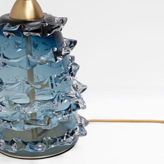 Pair of Blue Rostrato Murano Glass Table Lamps (photo 4 of 6)