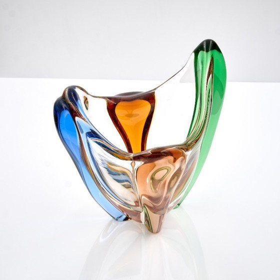 Image 1 of Vintage veelkleurige glazen vaas van František Zemek uit de Rhapsody-collectie