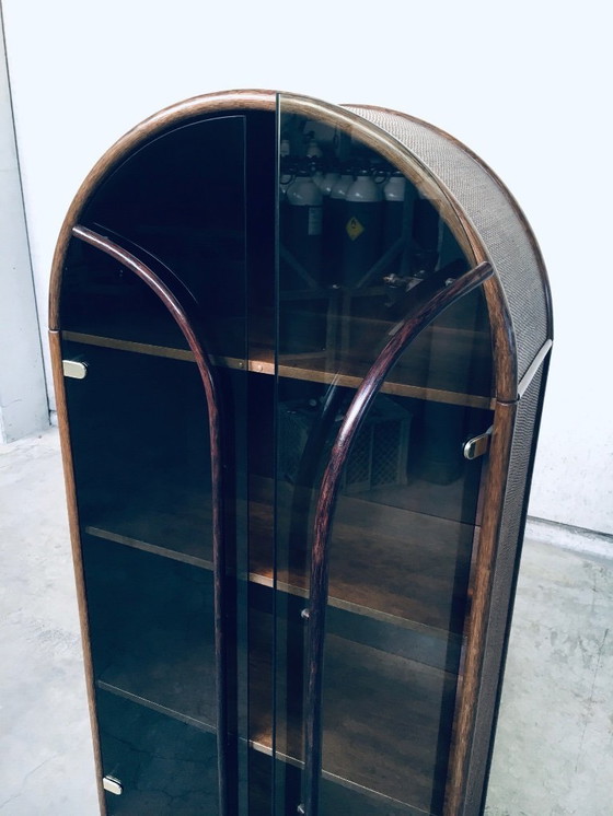 Image 1 of 1970er Design Rattan Bambus Highboard Vitrine