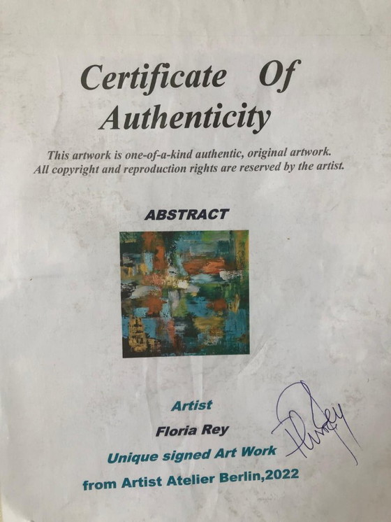 Image 1 of Peinture acrylique moderne de Floria Rey. Dimensions : 106 x 104 cm.