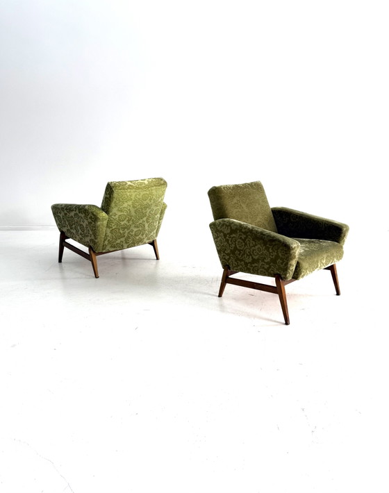 Set of 2 Vintage Armchairs, 1960s – Wood, Textile (photo 5 of 13)