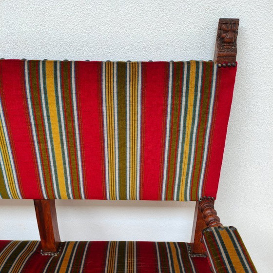 Image 1 of Banc antique en chêne français, banc d'entrée, banc de salle à manger, banc de table à manger c