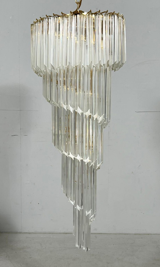 Image 1 of  Gran araña/lámpara de techo de Paolo Venini, cascada, cristal de Murano, Italia, años 70