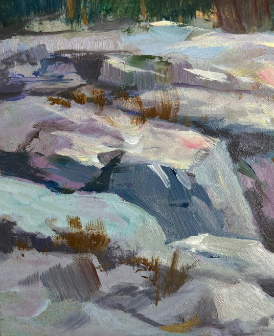 Image 1 of Original Oil Painting Summer Forest Landscape Walk along the river