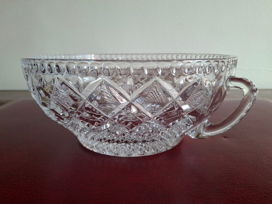 Image 1 of Large crystal bowl with 2 handles diameter 23 cm height 9.6 cm