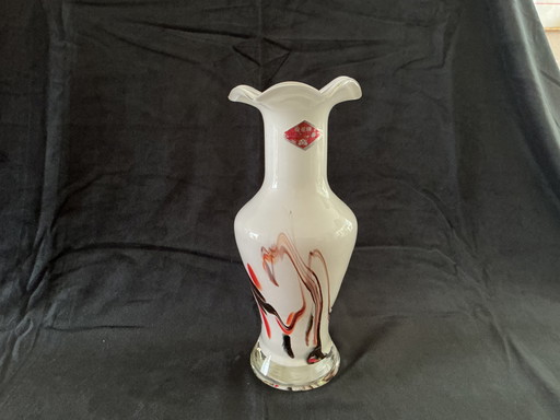 Chinese Dalian glass snowflake vase.