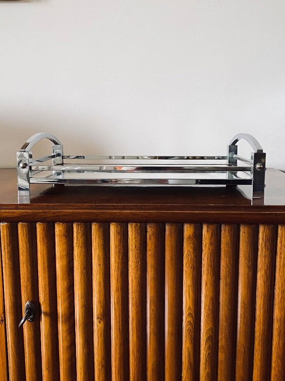 Image 1 of Jacques Adnet, modernistisches Spiegeltablett, Maison Adnet, Frankreich 1940/1950