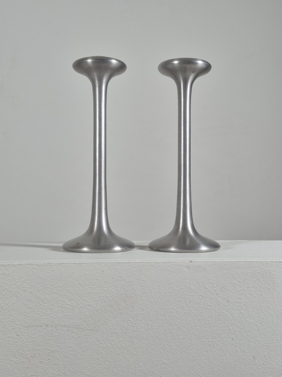 Pair of vintage postmodern Candle holders Ikea Kägla Carl Öjerstam – Aluminium (photo 6 of 15)