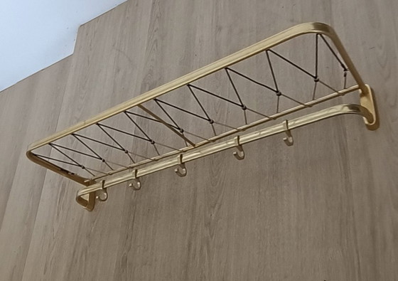 Image 1 of Fifties string coat rack with five coat hooks