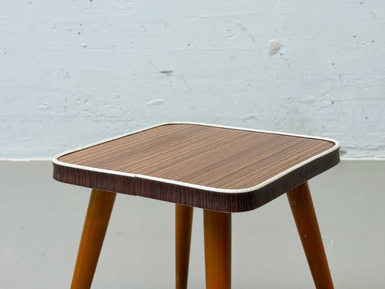 Image 1 of Postmodern plant stand / flower stool with wood veneer, 1970s–1980s