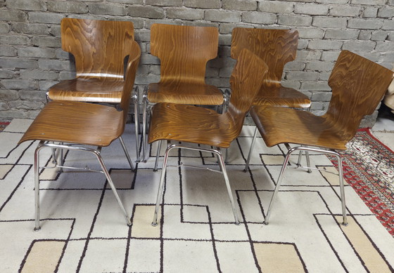 Image 1 of 6 vintage Scandinavische designstoelen uit de jaren 70