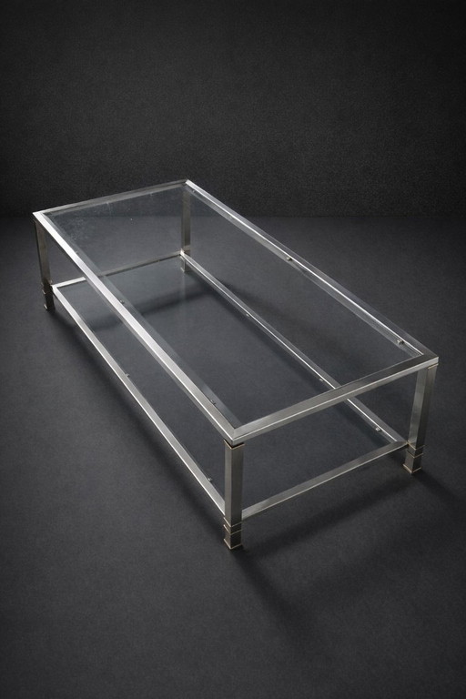 Table basse – laiton et verre facetté