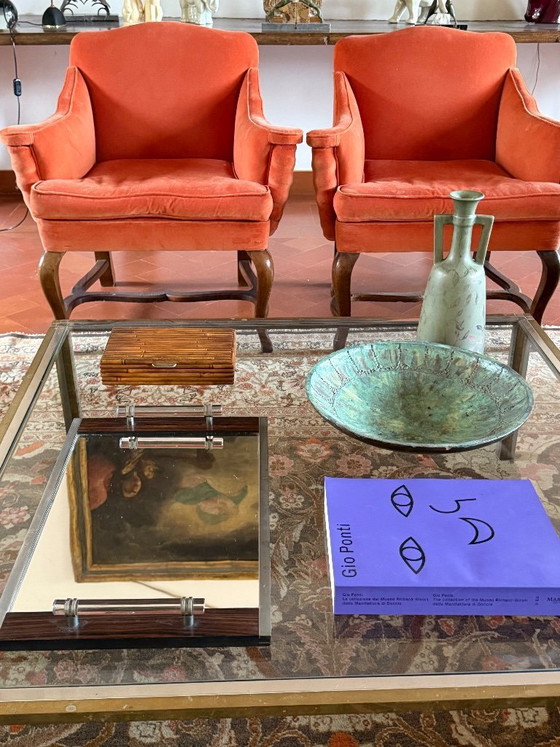 Image 1 of Modernist mirrored tray, in the manner of Jacques Adnet France 1940 /1950