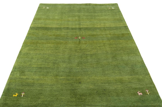Image 1 of Tappeto Gabbeh Loribaft annodato a mano – 245 x 170 cm – Verde naturale con raffinati motivi nomadi
