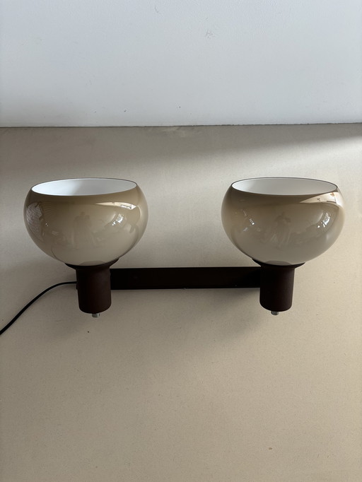 Rare double lampe murale rétro à globe Herda 1970